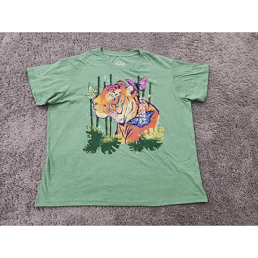 Live Outside The Limits T-Shirt Womens XS Green Good Tiger Butterfly Graphic Tee